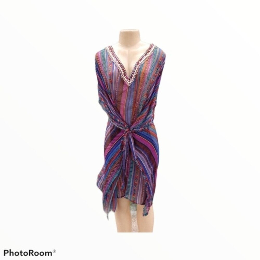 Blue Swimsuit Cover Up With Bling XL